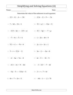 Combining Like Terms and Solving Simple Linear Equations