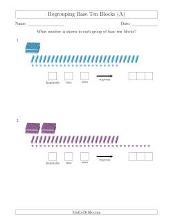 Representing Numbers with Base Ten Blocks that Require Regrouping (No Thousands)