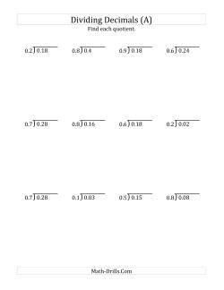 Dividing Decimals by 1-Digit Tenths