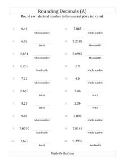 Rounding Various Decimals to Various Decimal Places