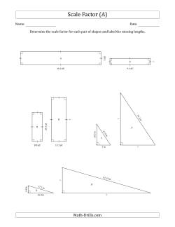 Determine the Scale Factor Between Two Shapes and Determine the Missing Lengths (Scale Factors in Intervals of 0.5)