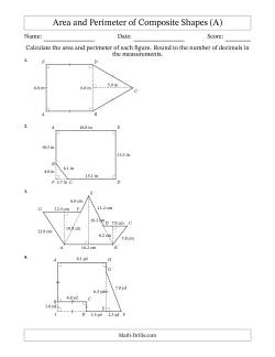 Calculating the Area and Perimeter of Composite Shapes including Triangles and Rectangles