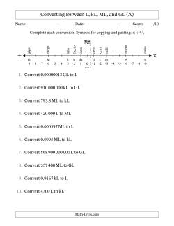 Converting Between Litres, Kilolitres, Megalitres and Gigalitres (SI Number Format)