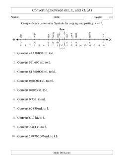 Converting Between Millilitres, Litres, and Kilolitres (SI Number Format)